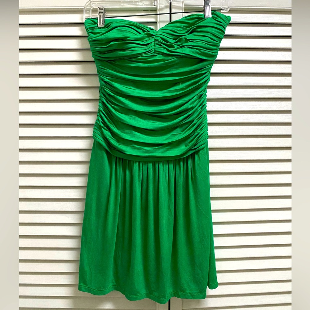 Rubber Ducky Productions, Ruched Spring Green Strapless Mini Dress M